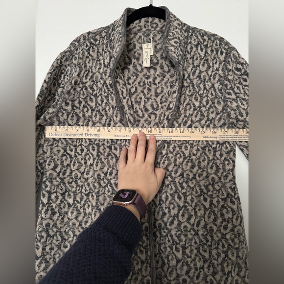 Leopard Print Cardigan Silk Cotton 3/4 Sleeve Wrap Size Small - Picture 6 of 7